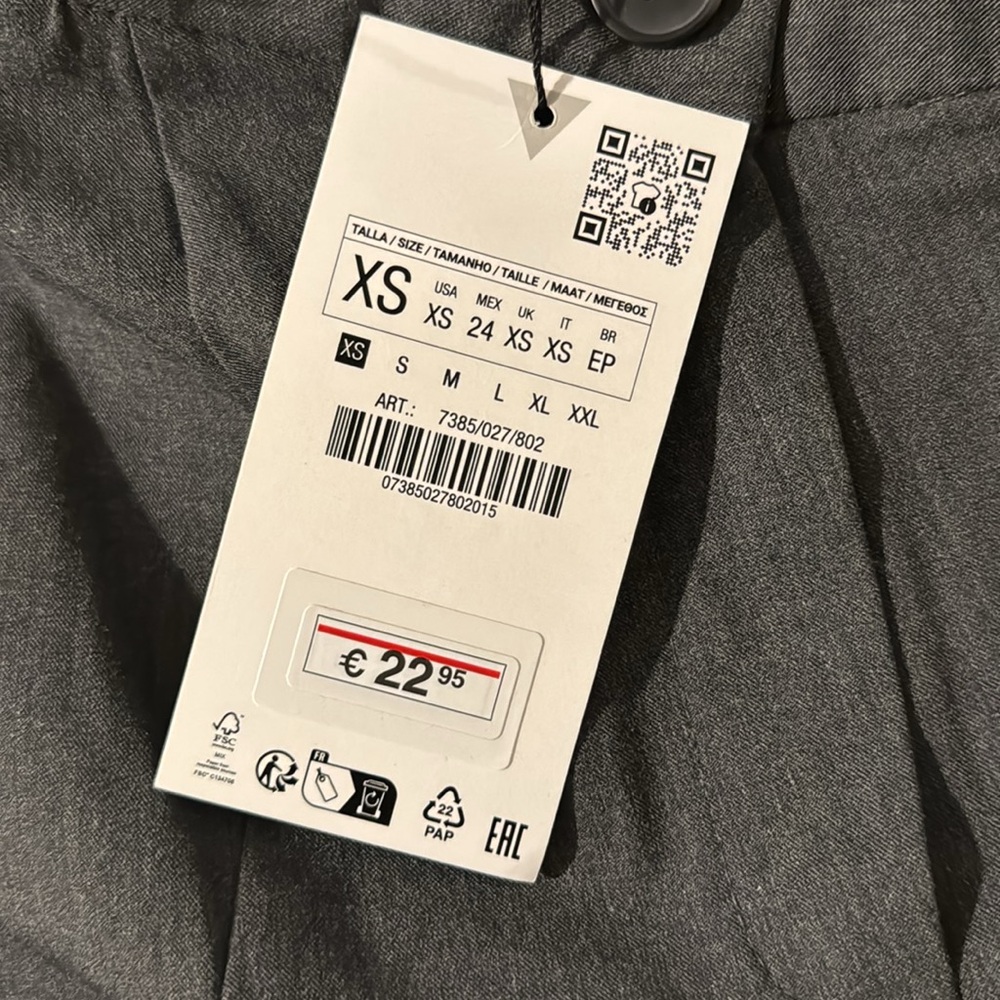 Zara Asymmetrical / One-Shoulder Gray Top (like the top of a skirt or pant) XS - Picture 7 of 8